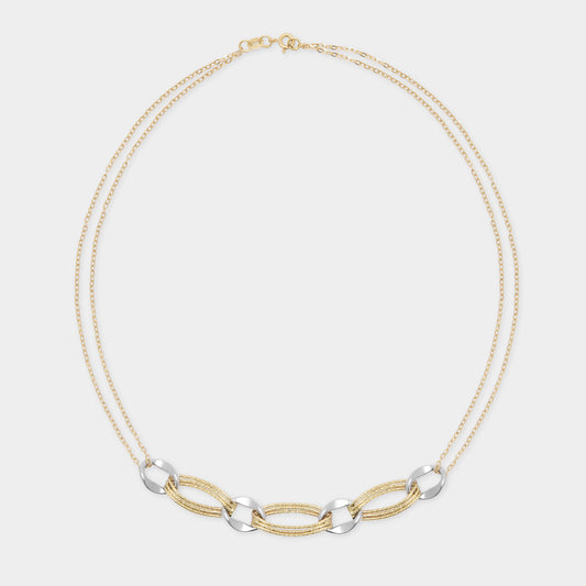 18K Yellow Gold & White Gold Twin Oval Link Chain