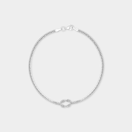 18 K White gold tube link+infinity love pattern