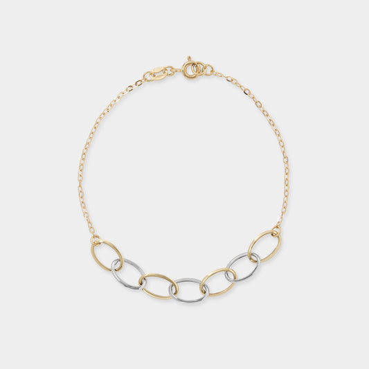 18 K Yellow and white gold twin link