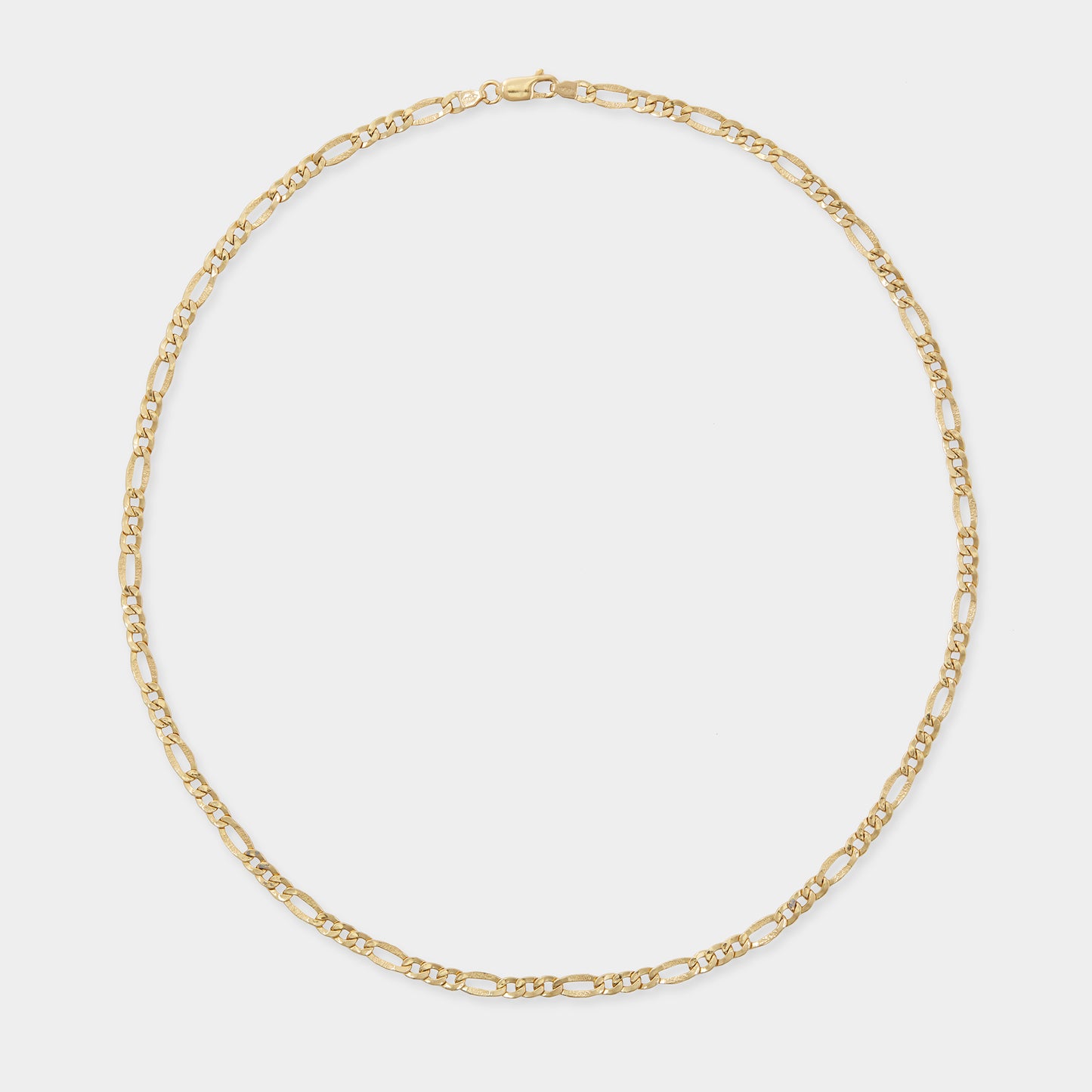 Collana in oro giallo 18 carati con catena a maglie Figaro, lunghezza 50 cm