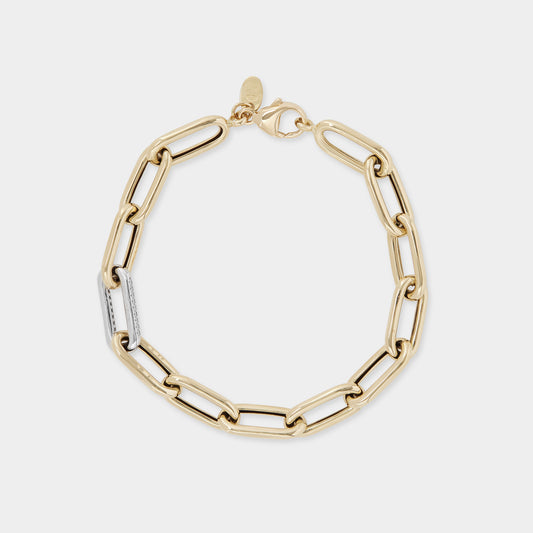 18K Gold Chain Link & White Sapphire bracelet