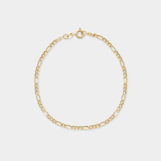 18K Yellow Gold Figaro Link Chain bracelet