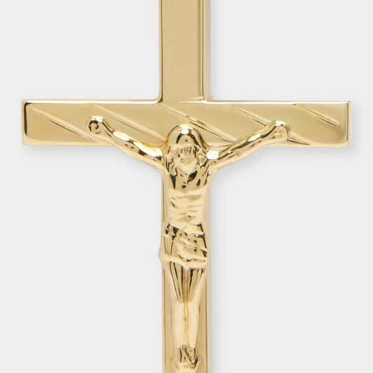 18 K Gold Patterned boxed Cross with Jesus