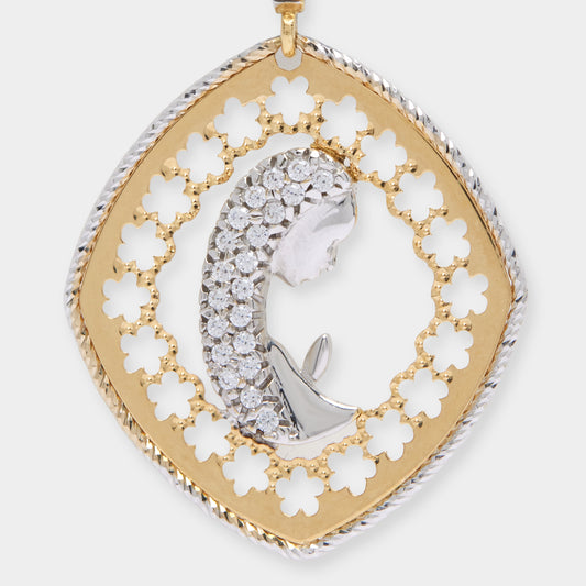 18K Gold & Sapphire Stones Holy Mary