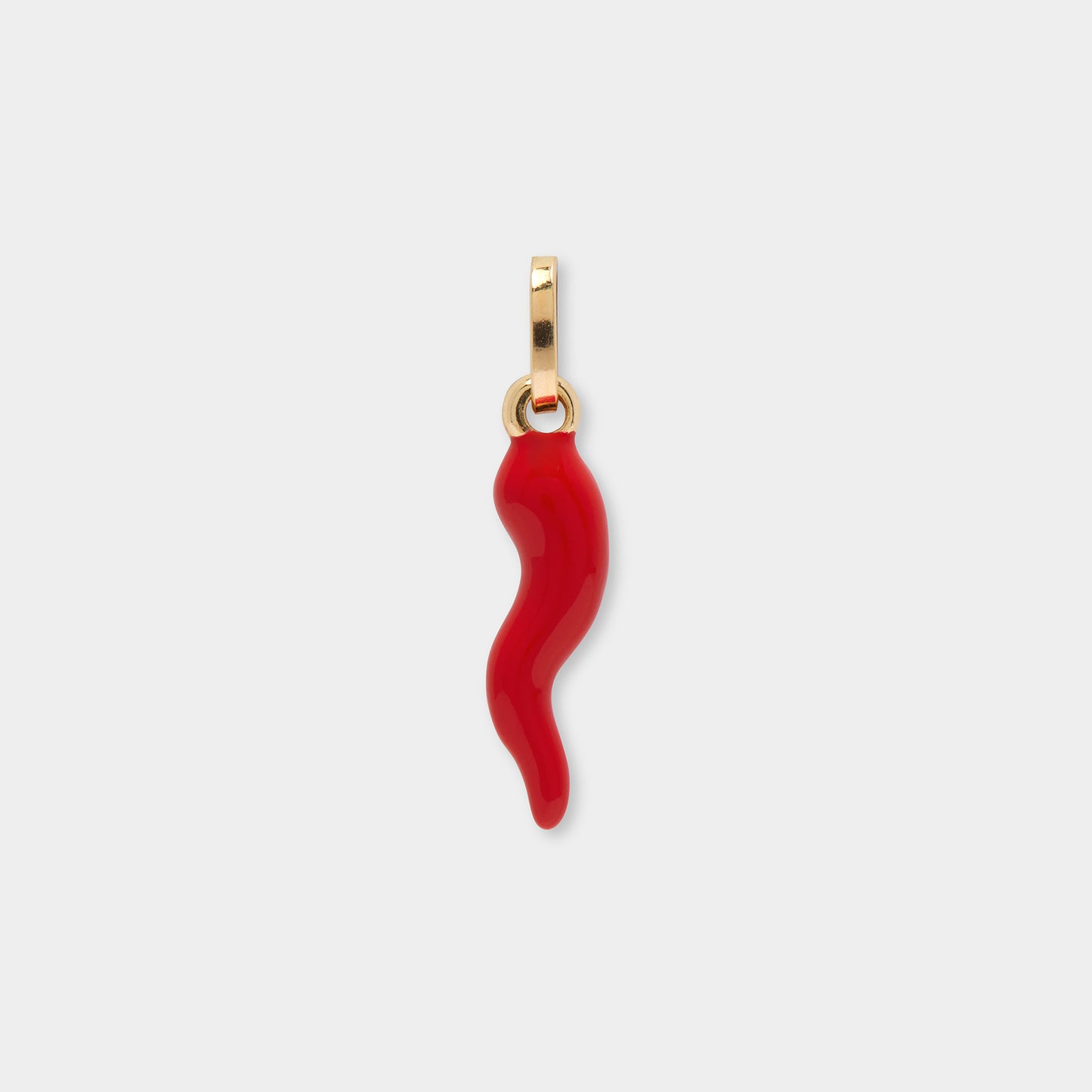 18 K Gold Horn against evil eye with red enamel