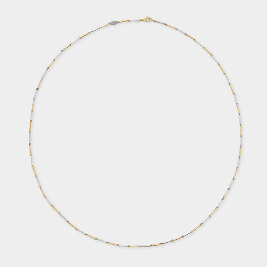 18K Yellow Gold & White Gold necklace bamboo solid link style