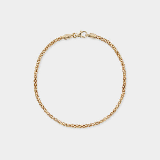 18 K Yellow gold round mesh tube snake style