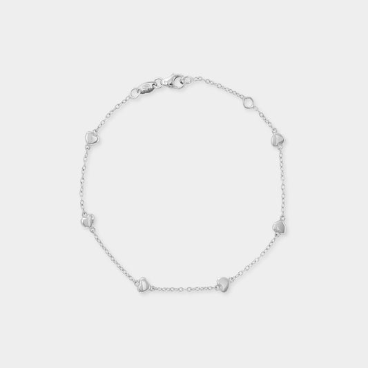 18 K White Gold loop chain and Hearts