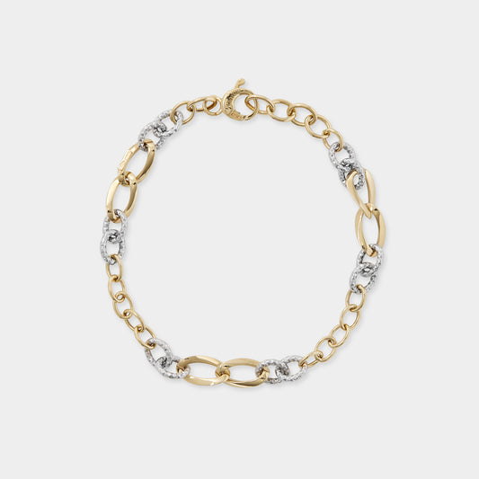 18 K White and Yellow Gold All round double colour loop rings