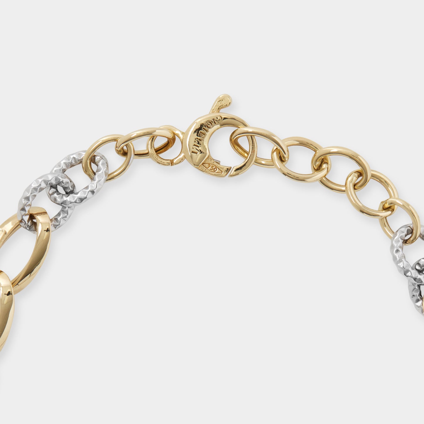 18 K White and Yellow Gold All round double colour loop rings