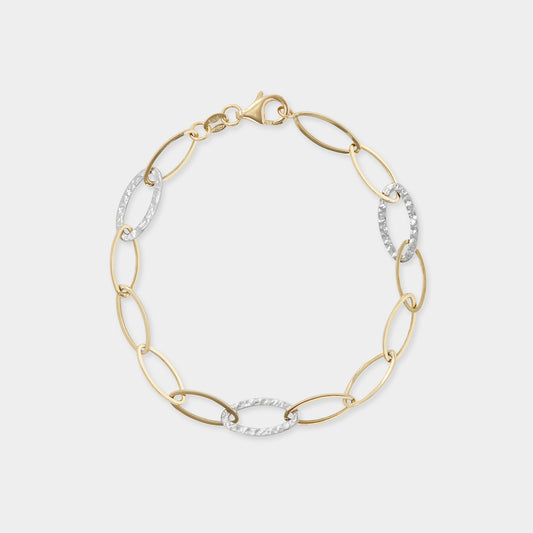 18 K White and Yellow Gold oval link