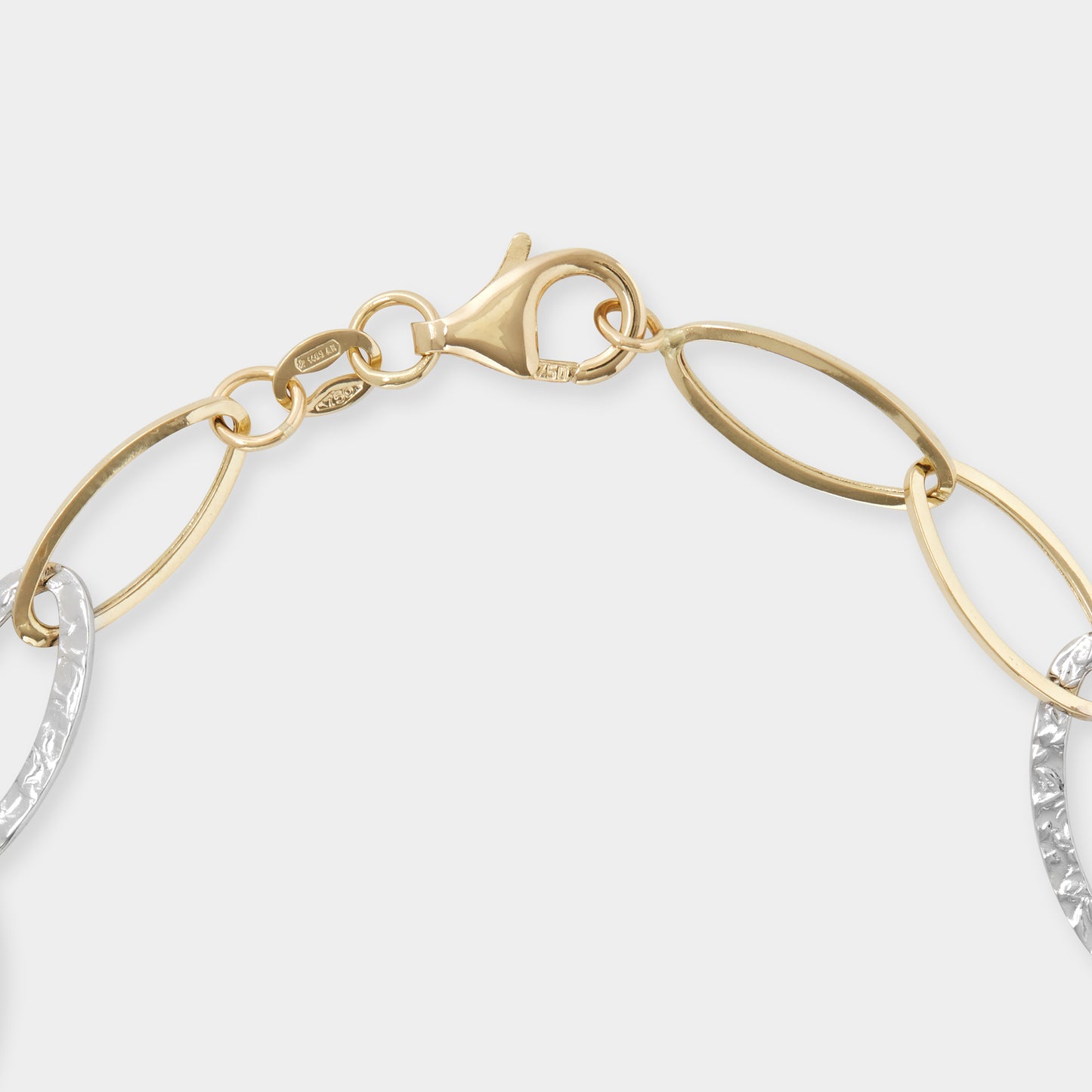 18 K White and Yellow Gold oval link