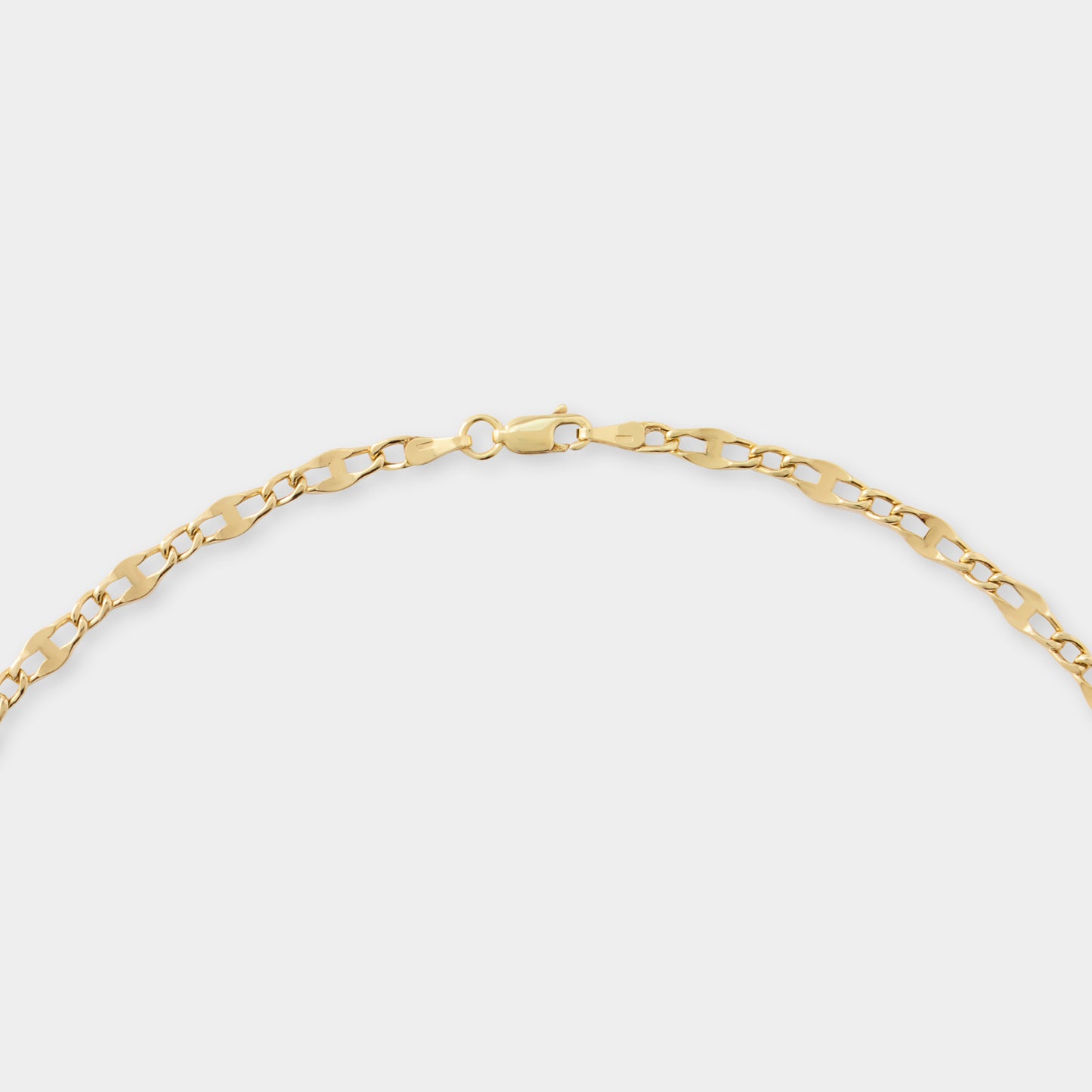 18 K Gold Flat Figaro Link Necklace