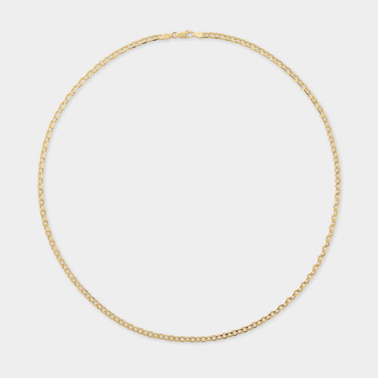 18 K Gold Flat Concave Curb Necklace