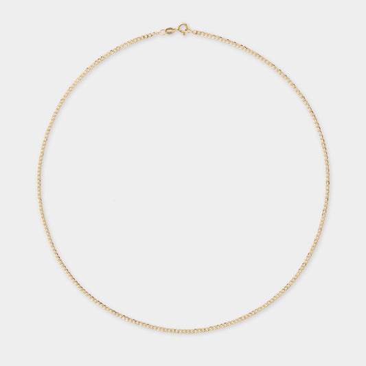 18 K Gold Bevelled Flat Curb Chain Necklace