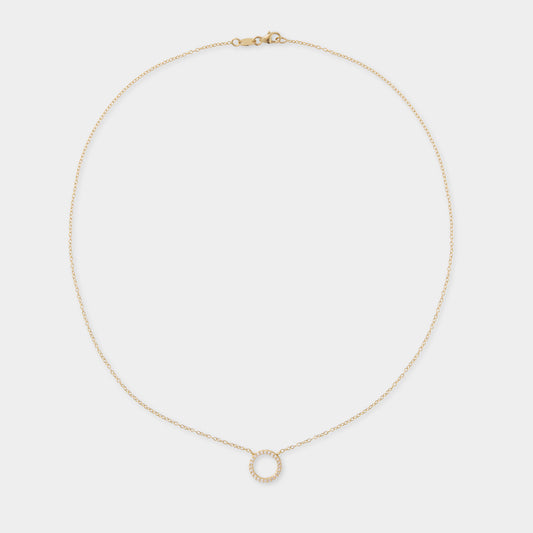 18 K Gold Anchor Necklace & Circle Pendant w White Sapphires