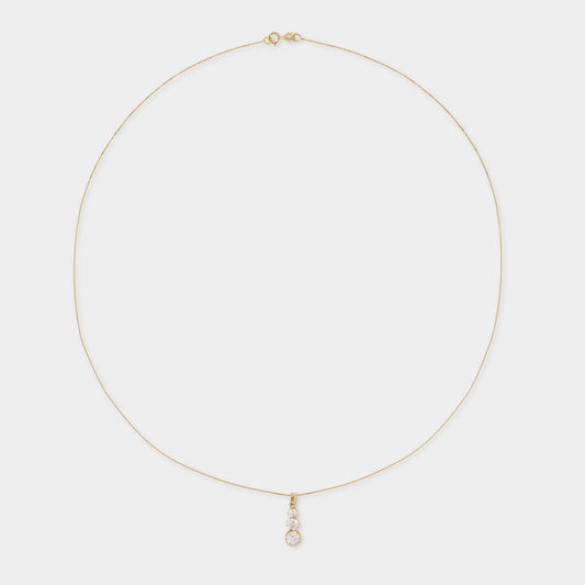 18 K Gold Box Chain & Trinity Sapphire Pendent