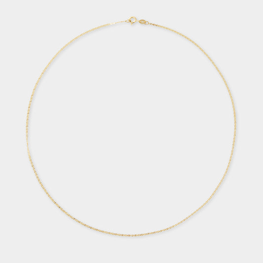 18 K Gold Curb Concave Chain Necklace