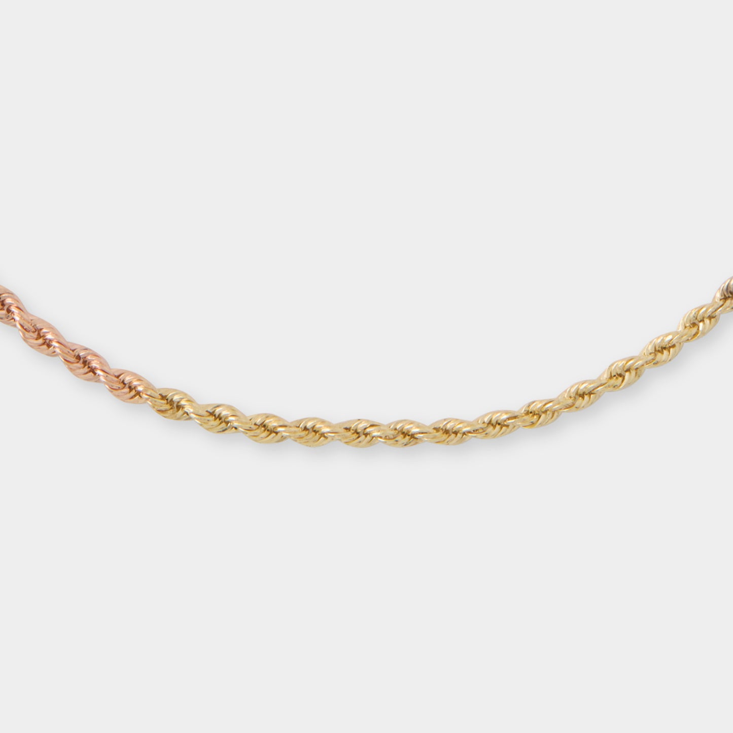 18 K Yellow, White & Rose Gold Rope Chain Bracelet