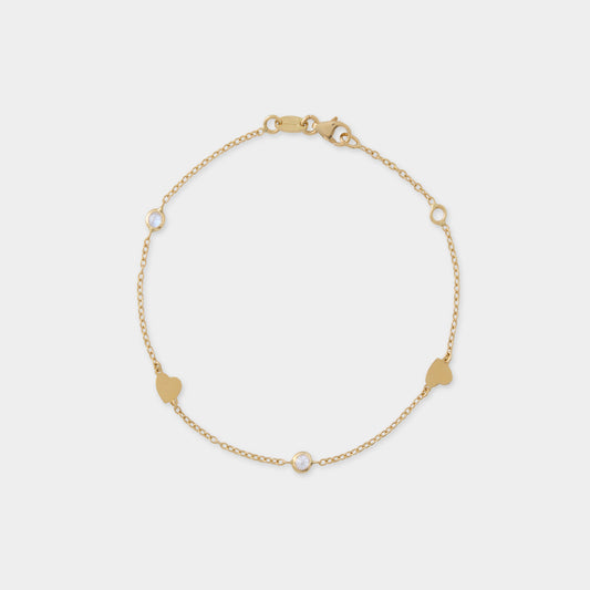18 K Gold Anchor Chain Bracelets & full Hearts & Sapphire