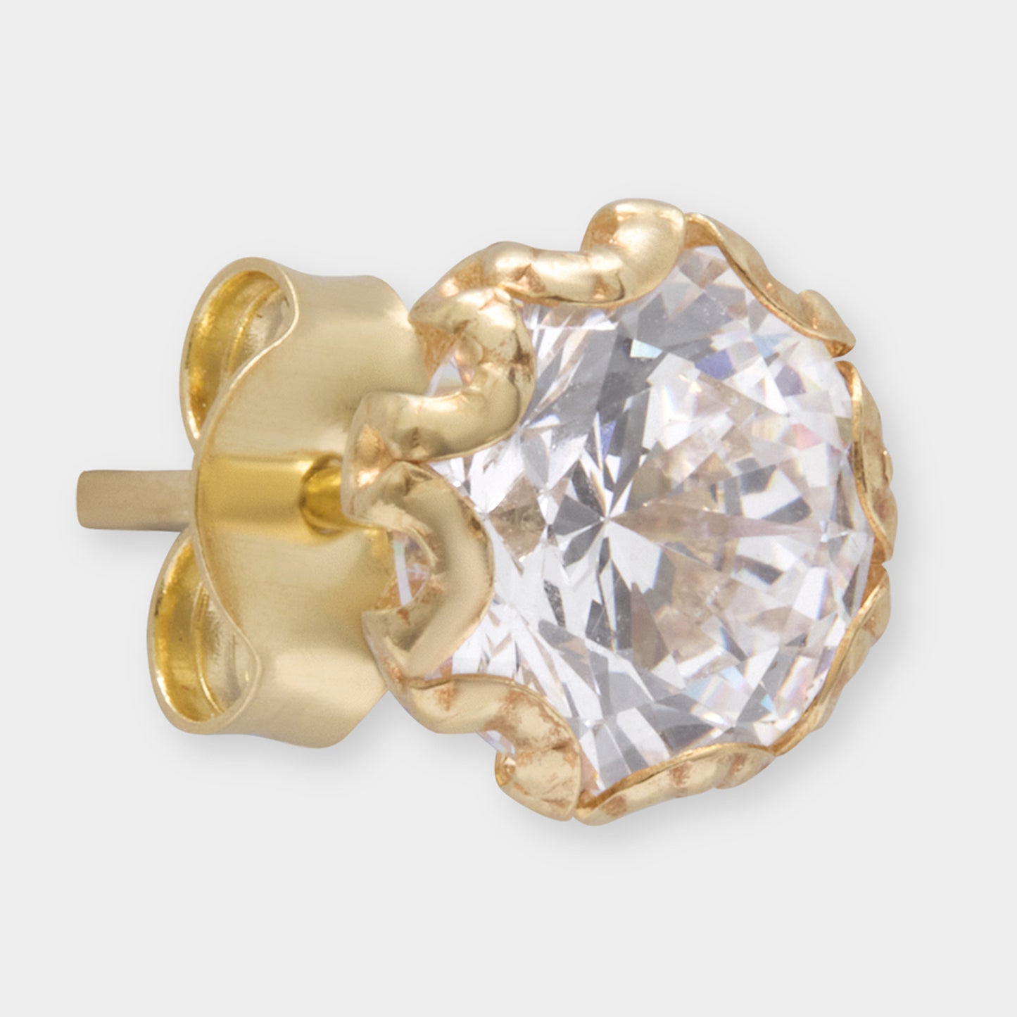 18 K Gold Stud Earrings & White Round Sapphire