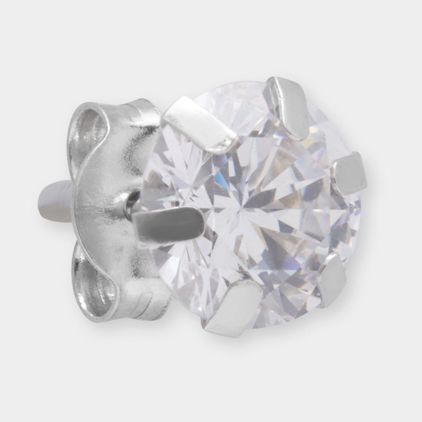 18 K Gold Stud Earrings White Round Sapphire