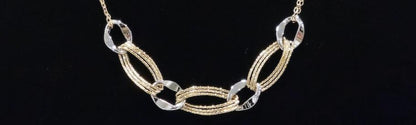 18K Gold 2 Tone Twin Oval Link Chain  5.2 gr, Length 44cm