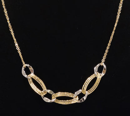 18K Gold 2 Tone Twin Oval Link Chain  5.2 gr, Length 44cm