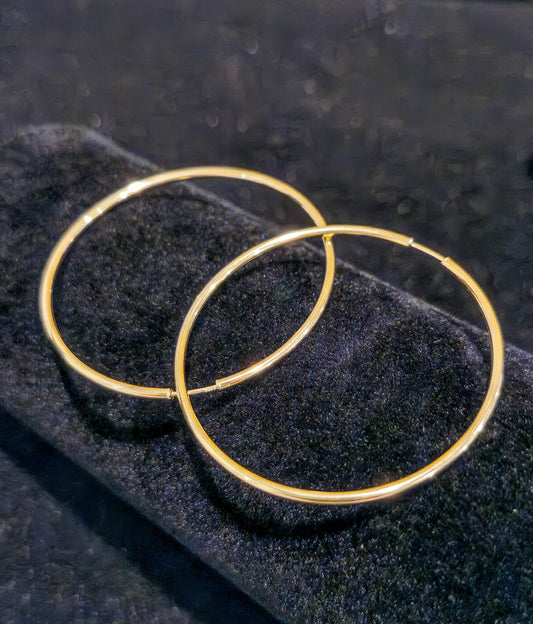 18K Gold Hoops  1.6gr ,  Diameter 4cm