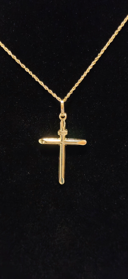 18K Gold Cross/Crucifix 1.4 gr  Length 3 cm Width 2 cm