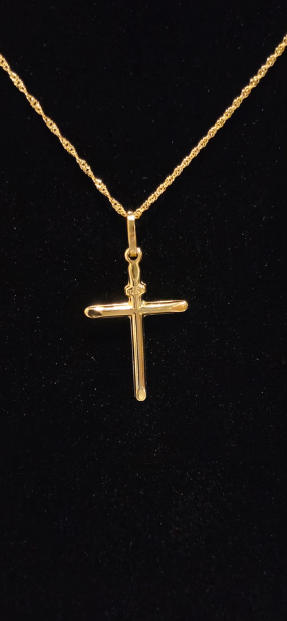 18K Yellow  Gold Cross/Crucifix 0.6 gr  Length 2 cm Width 1.6 cm