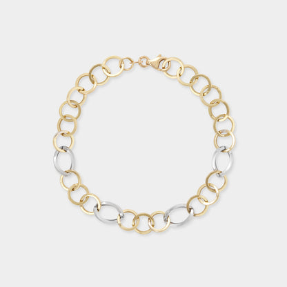 18 K Yellow Gold and White Gold  Ring Chain bracelet