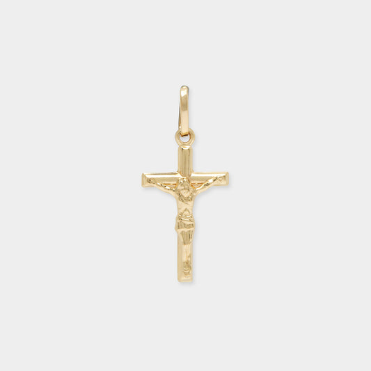 18 K Gold Patterned boxed small Cross with Jesus