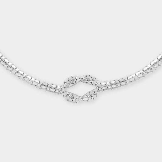 18 K White gold tube link+infinity love pattern
