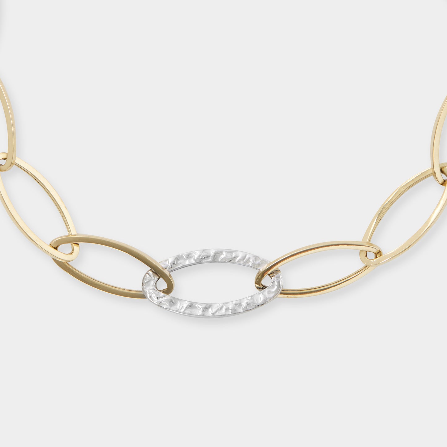 18 K White and Yellow Gold oval link