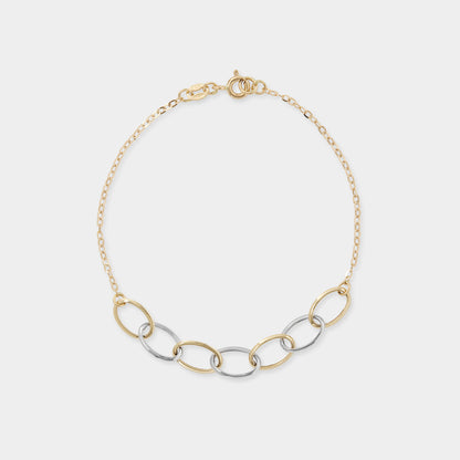 18 K Yellow and white gold twin link