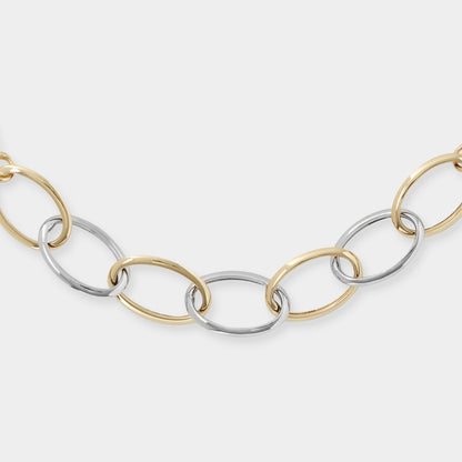 18 K Yellow and white gold twin link