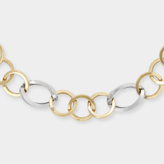 18 K Yellow Gold and White Gold  Ring Chain bracelet