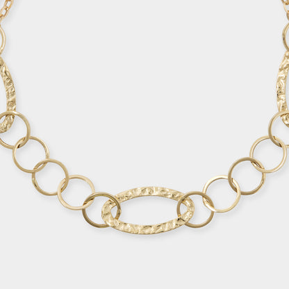 18K 金椭圆形链环项链 2.3 克，长度 42 厘米