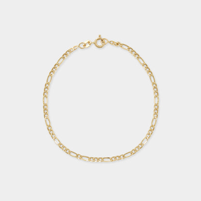 18K Yellow Gold Figaro Link Chain bracelet