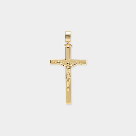 18 K Gold Patterned boxed Cross with Jesus