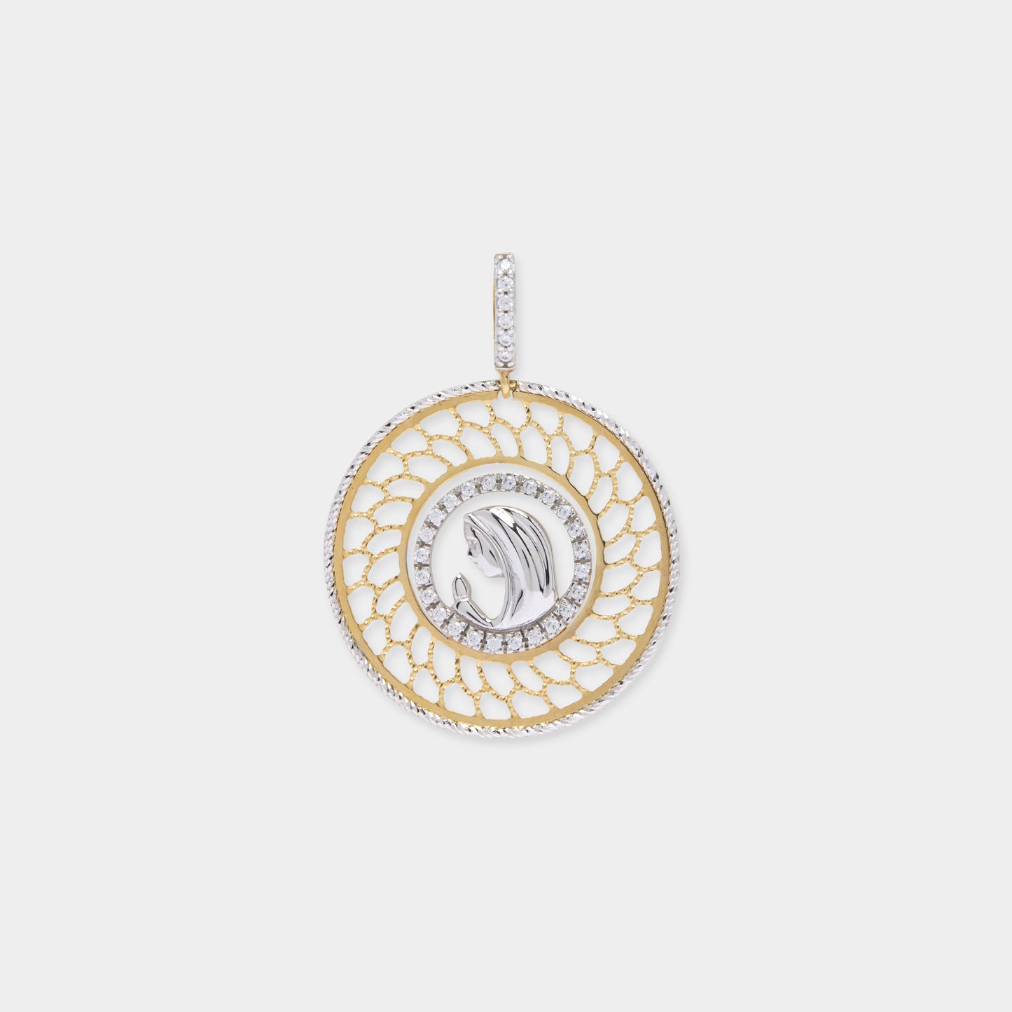 18K Gold & Sapphire Stones Holy Mary