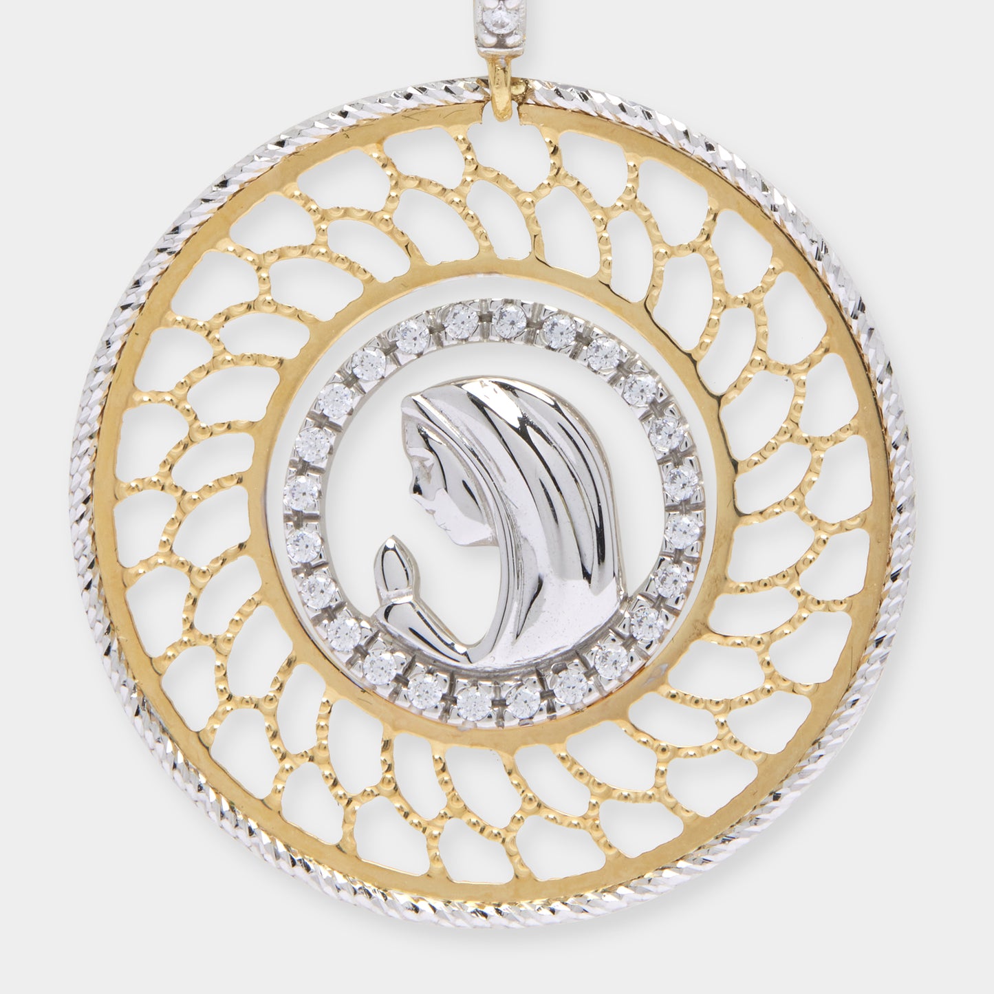 18K Gold & Sapphire Stones Holy Mary