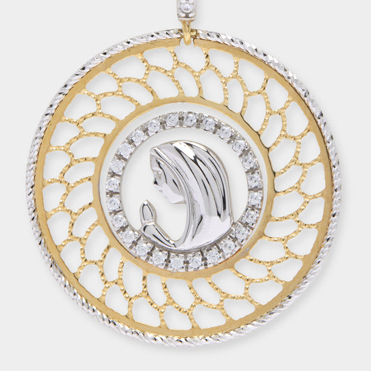 18K Gold & Sapphire Stones Holy Mary