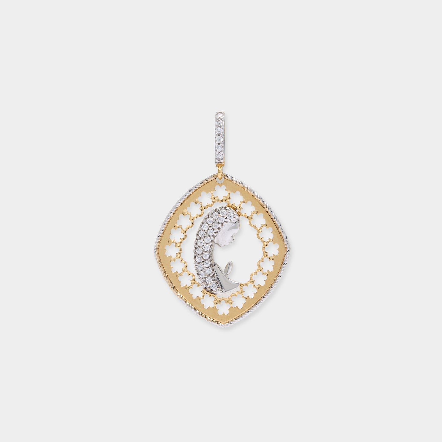 18K Gold & Sapphire Stones Holy Mary