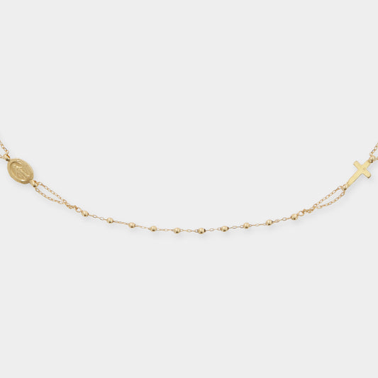 18K Gold Rosary Beads necklace