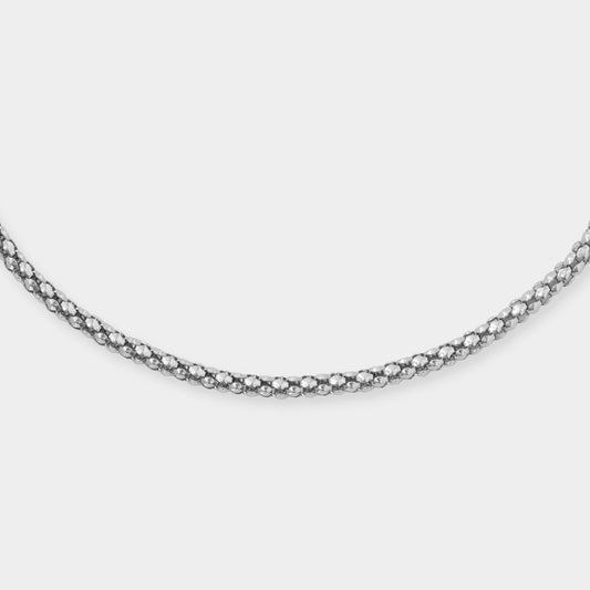 18 K White gold round mesh tube snake style