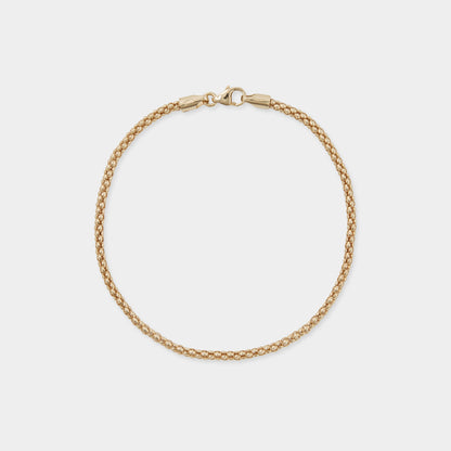 18 K Yellow gold round mesh tube snake style