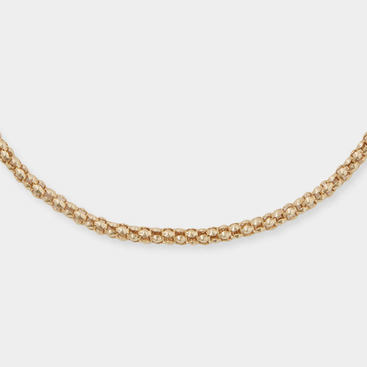 18 K Yellow gold round mesh tube snake style