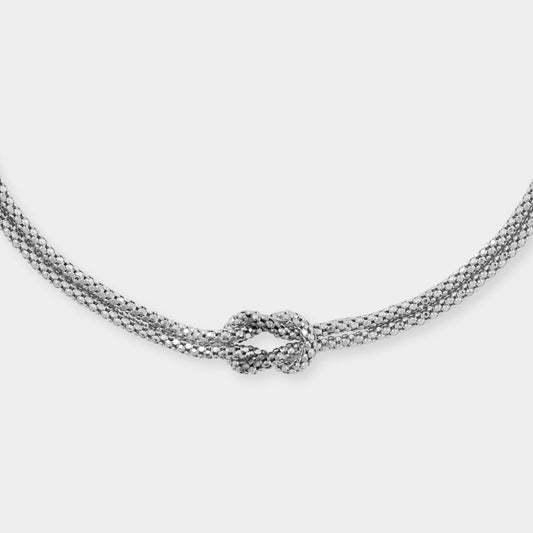 18 K White gold mesh tube+infinity love pattern